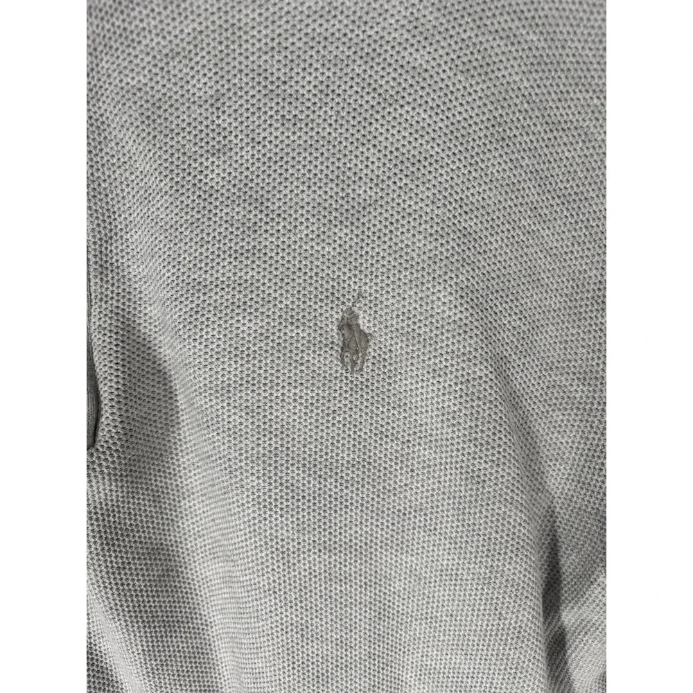 Polo Ralph Lauren Mens Mesh-Knit Cotton 1/4 Zip Sweater Cotton Sz L Logo Gray
